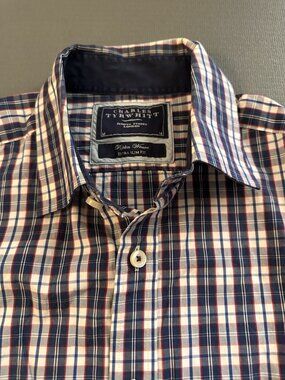 Charles Tyrwhitt Weekend Extra Slim Fit Poplin Weave Blue Red Shirt